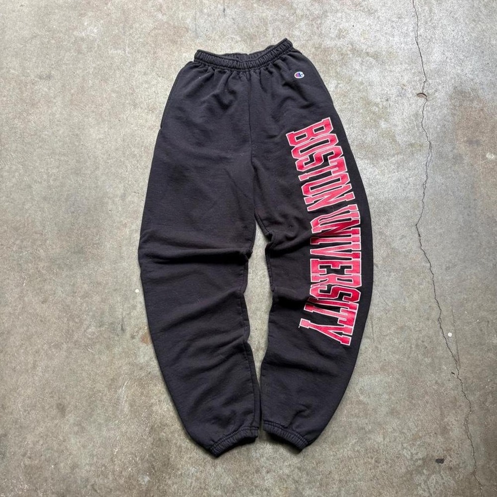 Vintage Y2K Champion black sweatpants with Boston university Women's Size Small